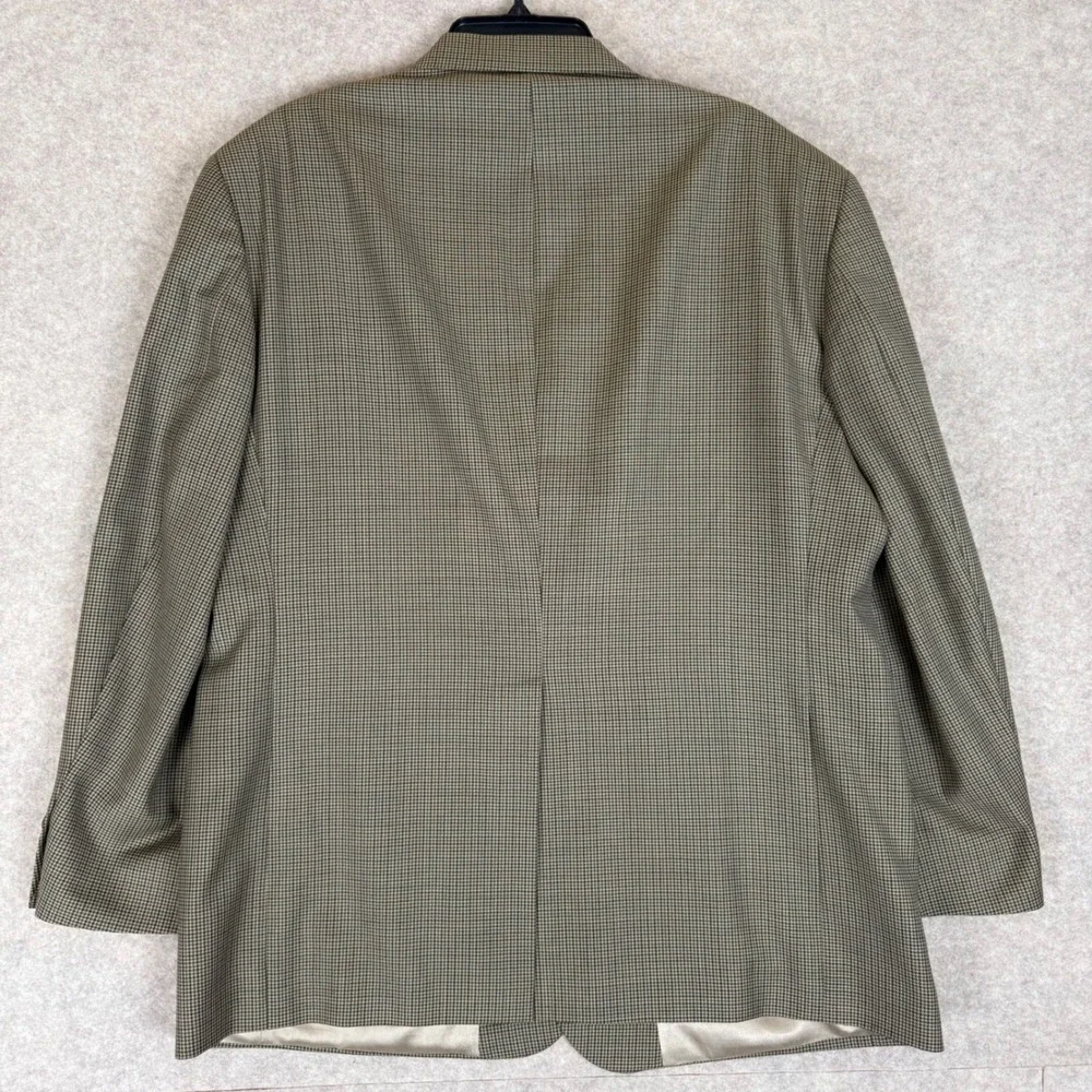 Stafford Blazer Sport Coat 44R Houndstooth Olive Tan Worsted Wool Blend RN8709